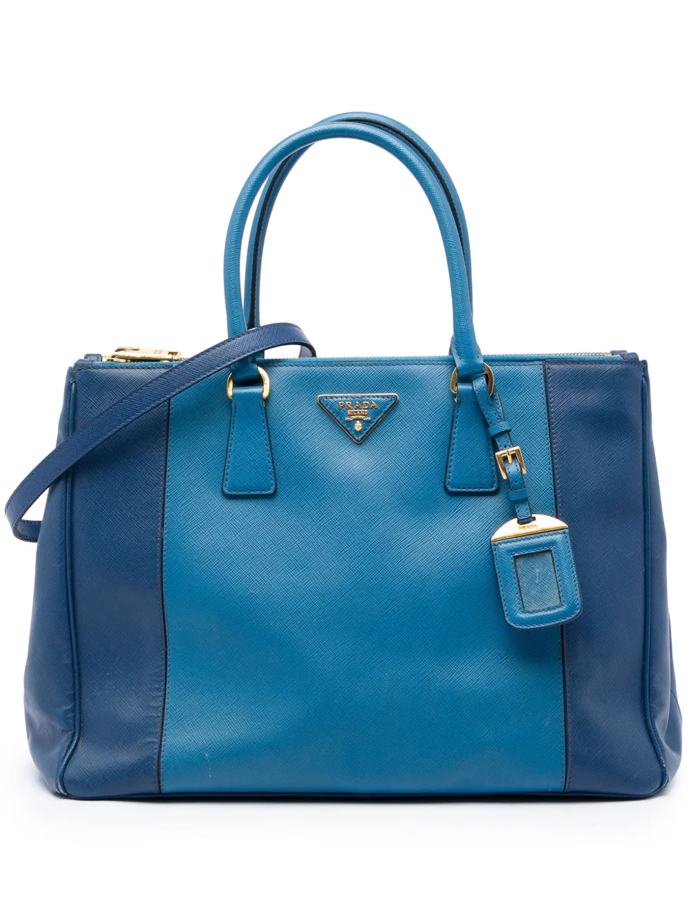 Prada Pre-Owned 2021-2026 Large Bicolor Saffiano Lux Galleria Double Zip satchel - Blu