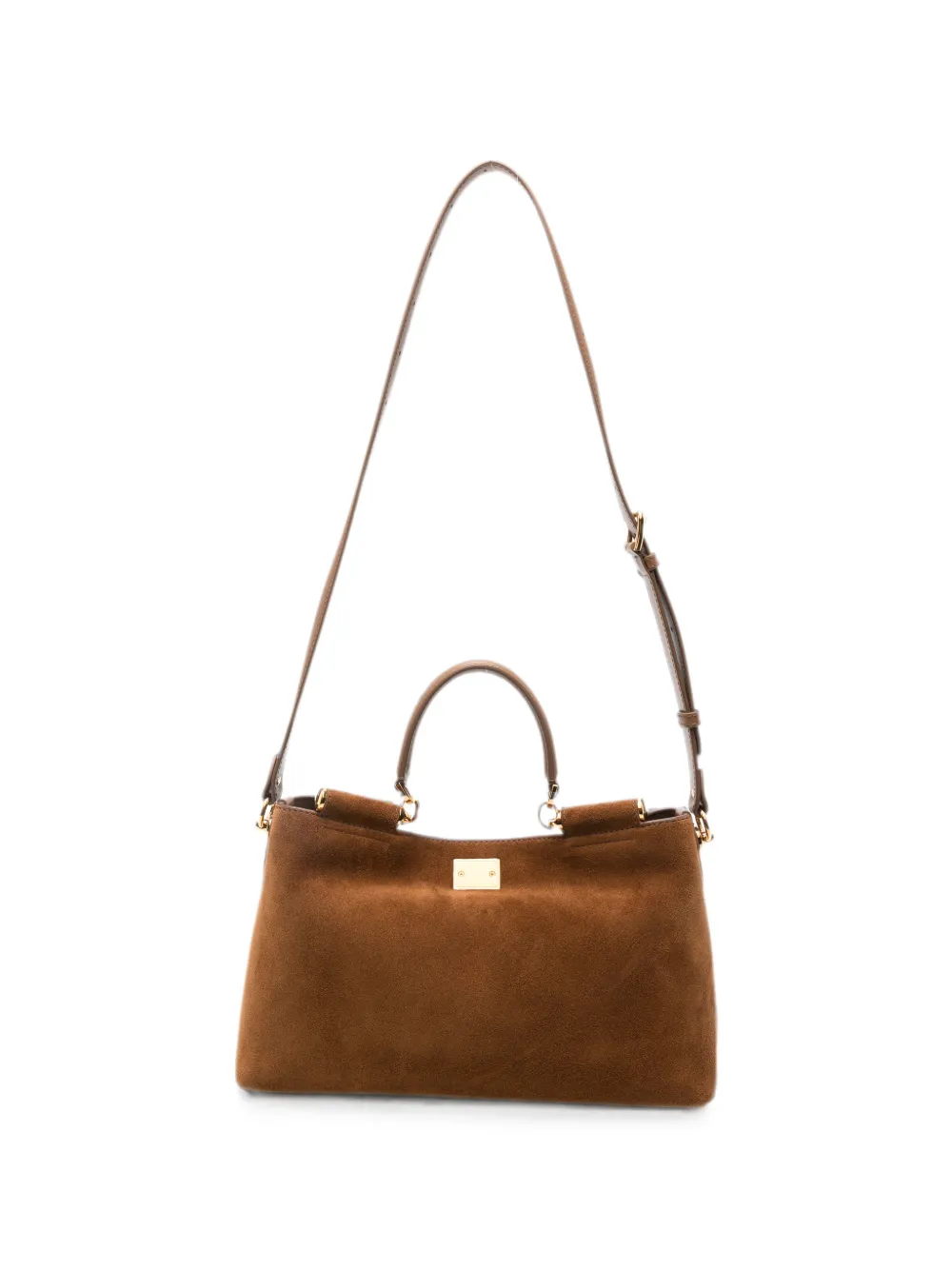 Dolce & Gabbana Sicily Logo-plaque Tote Bag In Brown