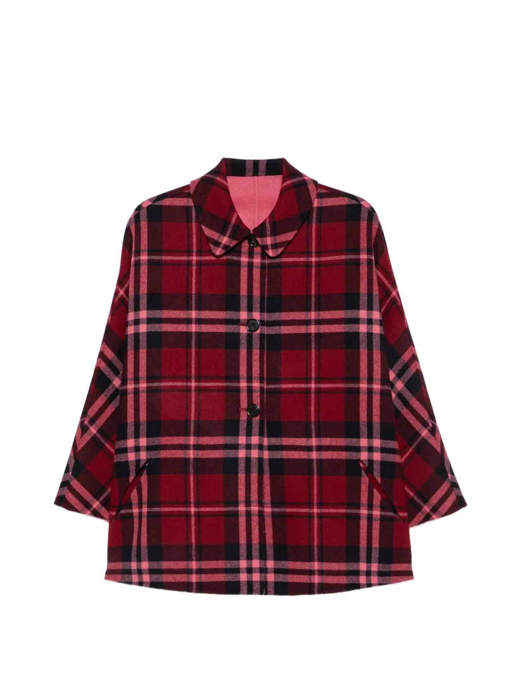 ALICIA AUDREY Clarissa check-pattern button-up reversible coat - Red