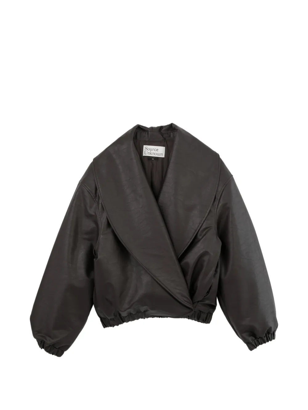 Source Unknown Oversized-collar Elasticated-hem Jacket In Black
