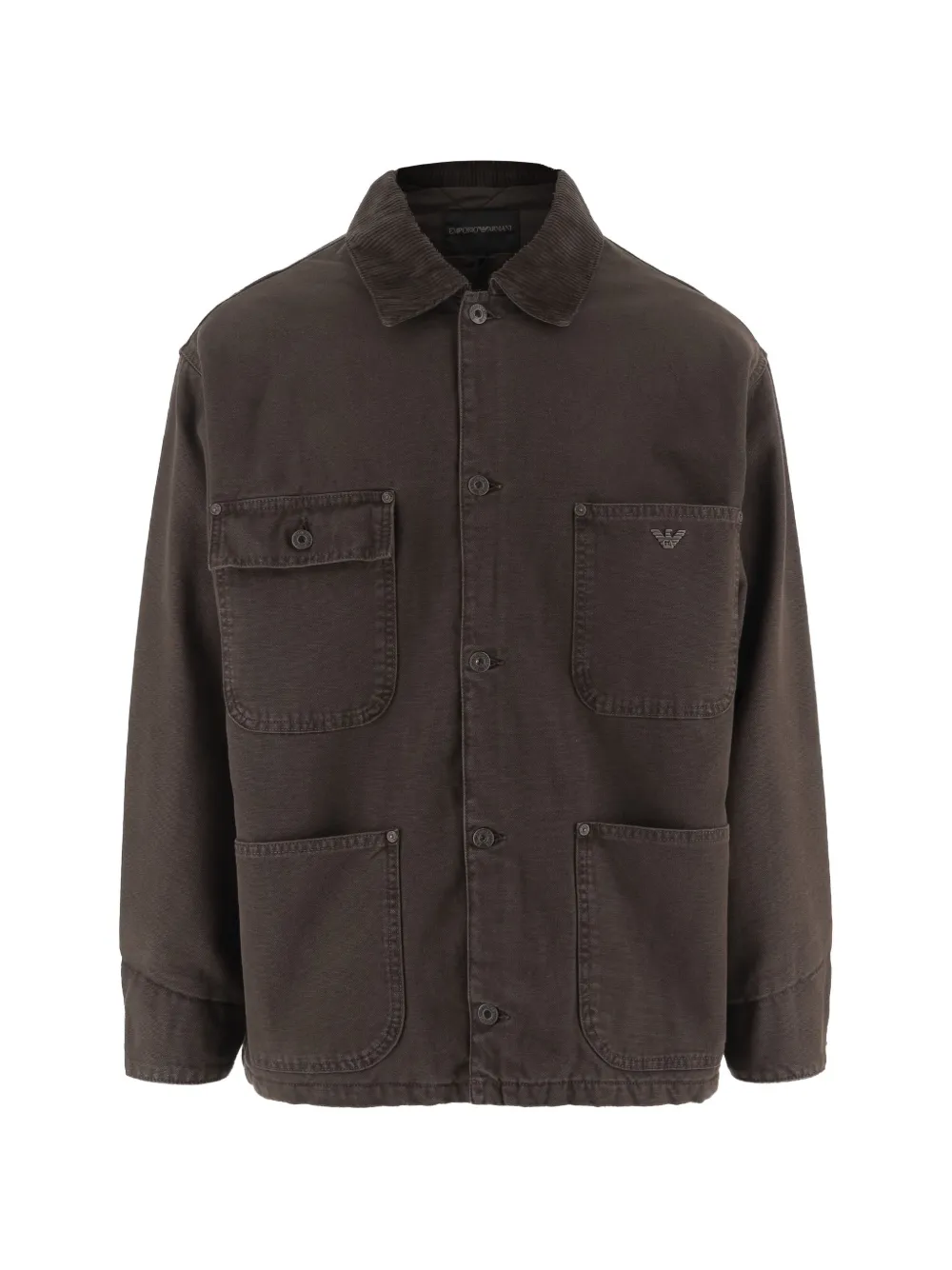 Emporio Armani ribbed-collar patch-pocket jacket - Marrone