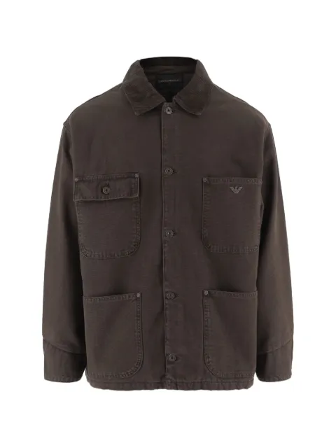 Emporio Armani ribbed-collar patch-pocket jacket
