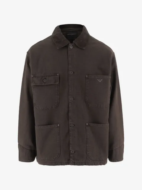 Emporio Armani corduroy-collar patch-pocket coat
