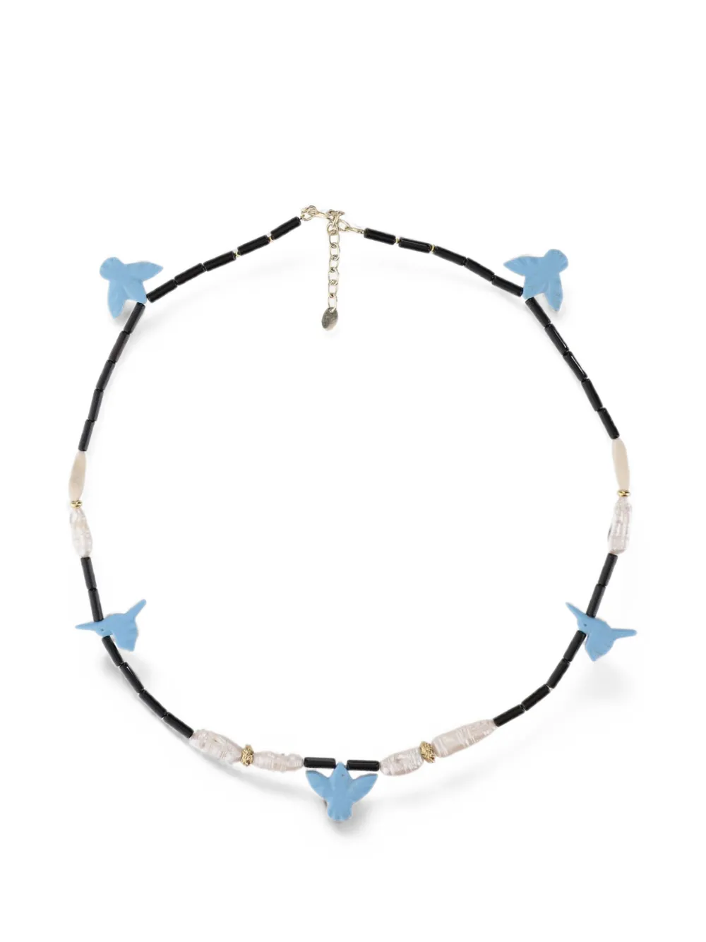 Lisa C bird-motif beaded necklace - Argento