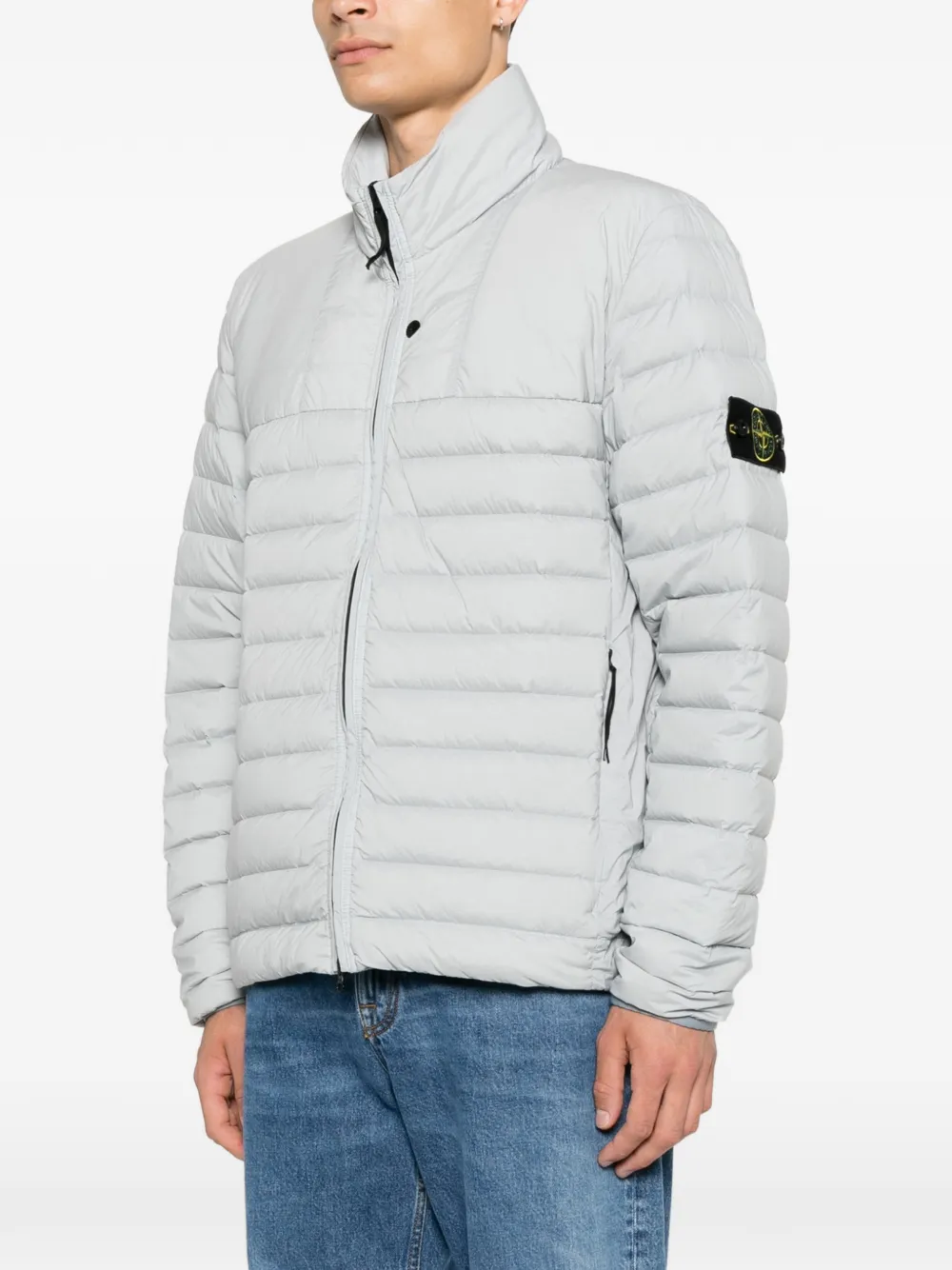 Stone Island Gewatteerd jack met logopatch Grijs