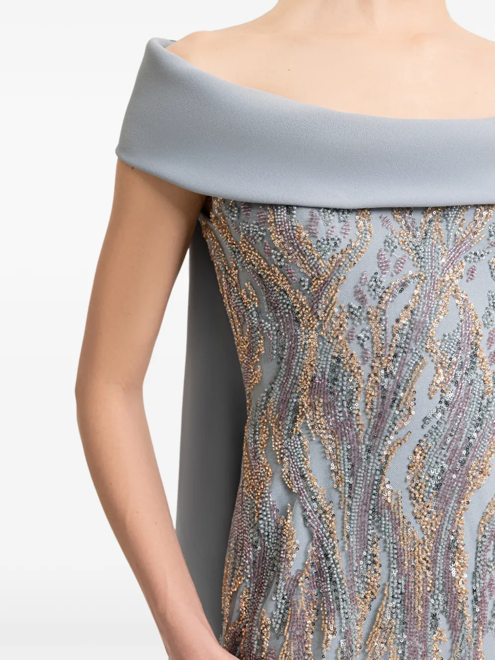 Gemy Maalouf Jurk verfraaid met pailletten en capedetail Grijs