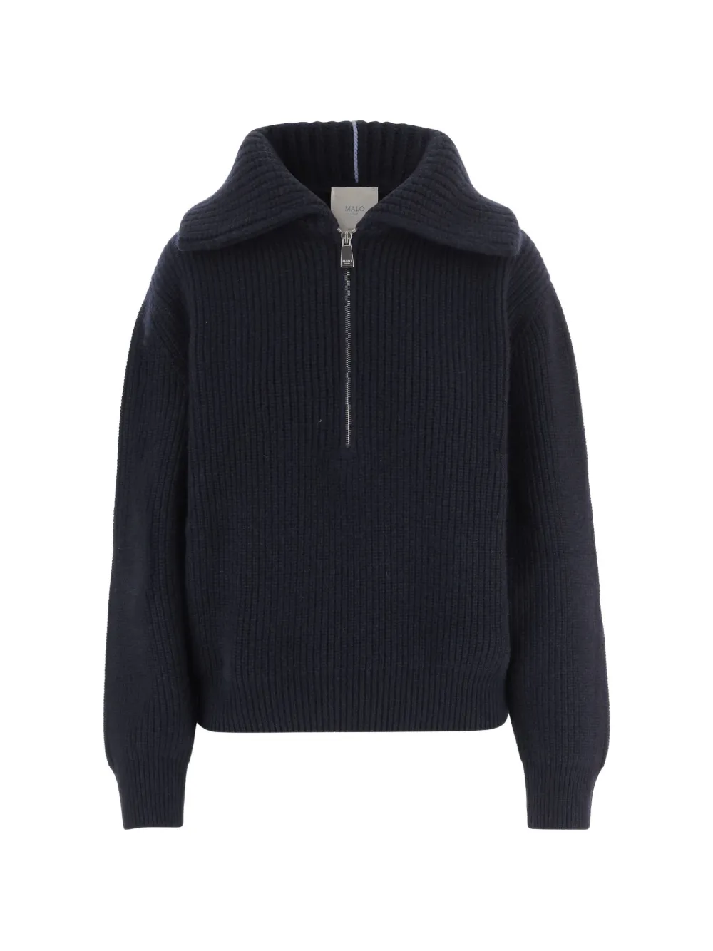 Malo ribbed-knit half-zip sweater - Blu
