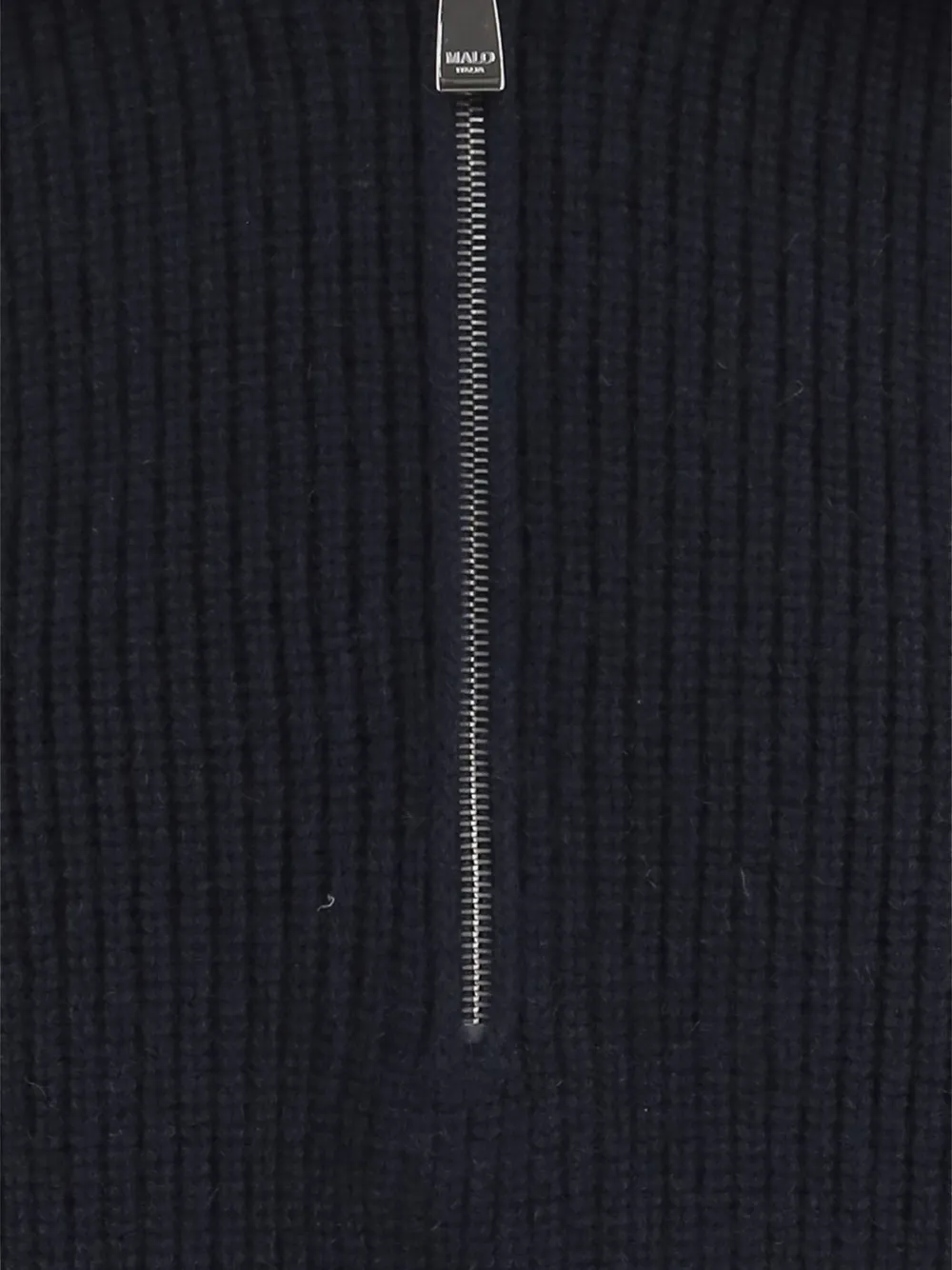 Malo Ribgebreide trui met halve rits Blauw
