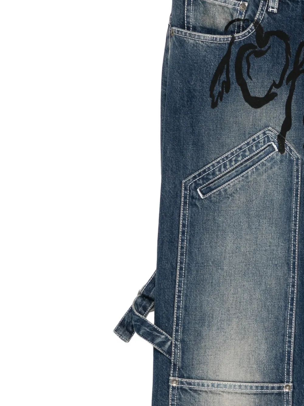 Off-White Cherry Diagonal twist stack jeans Blauw