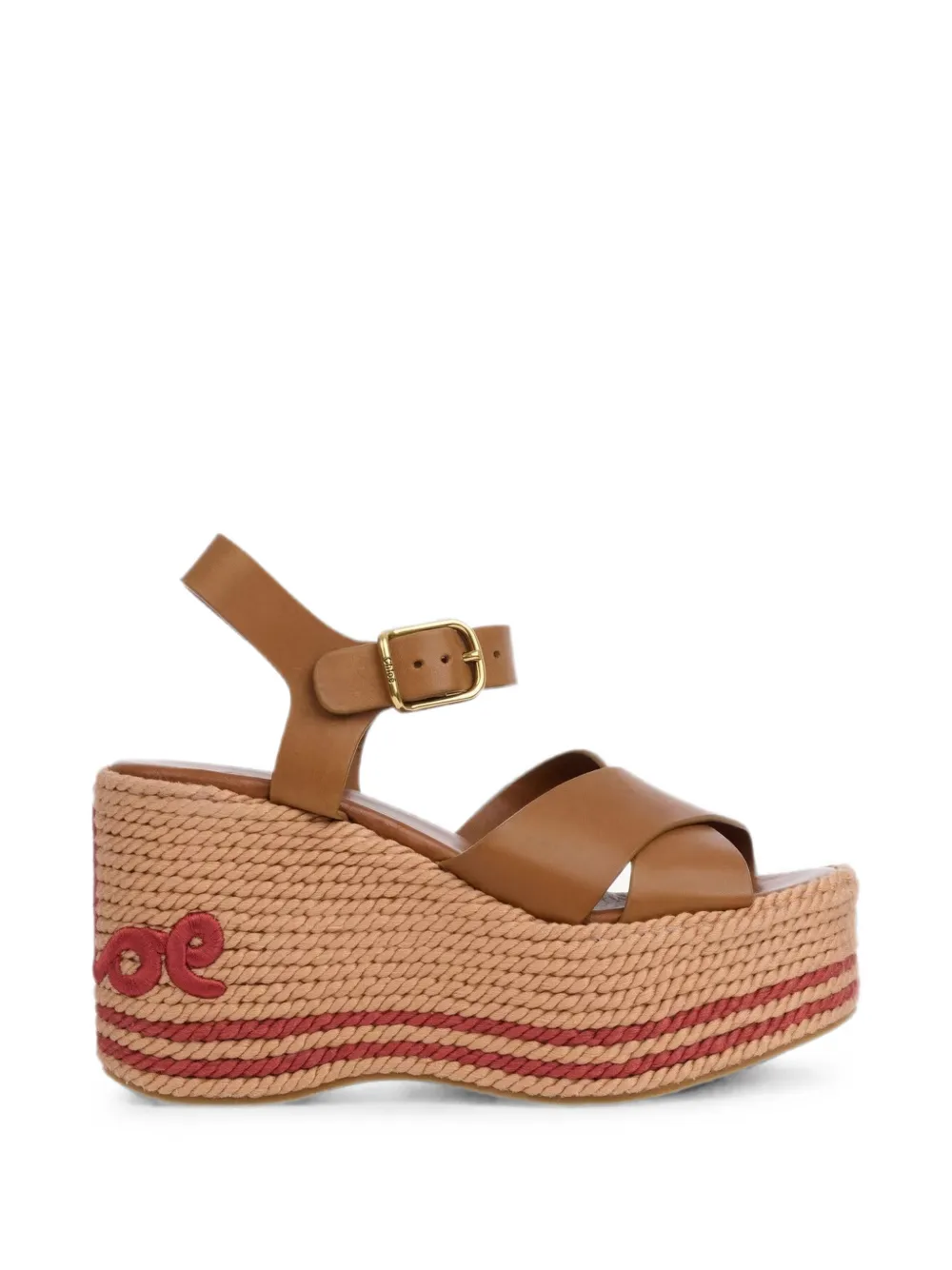 Chloé Leather Platform Sandals In Brown