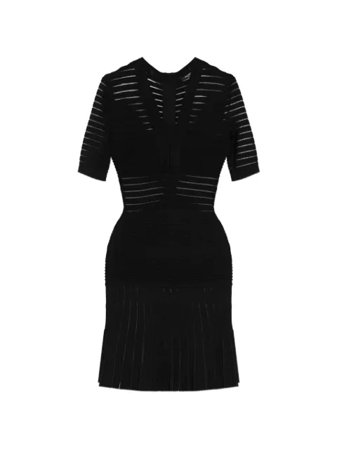 Balmain sheer-panel V-neck mini dress