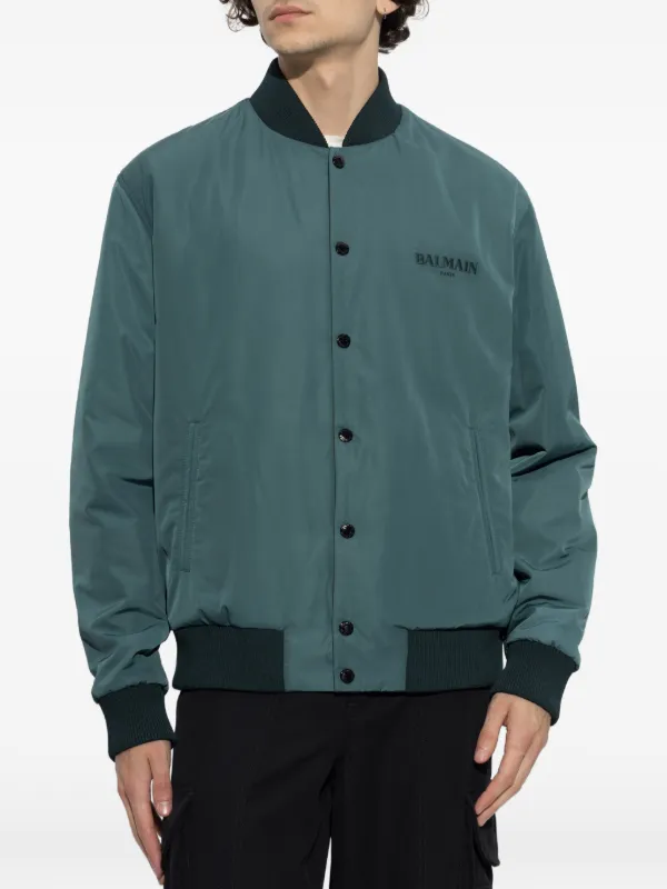 Balmain logo-embroidered Reversible Bomber Jacket | Green | FARFETCH