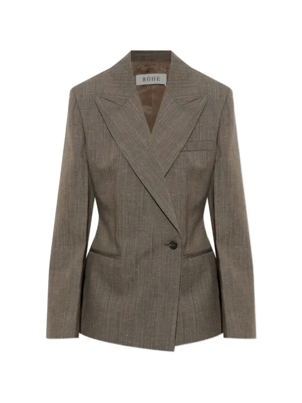 Róhe Double-breasted Slub-texture Blazer in Brown