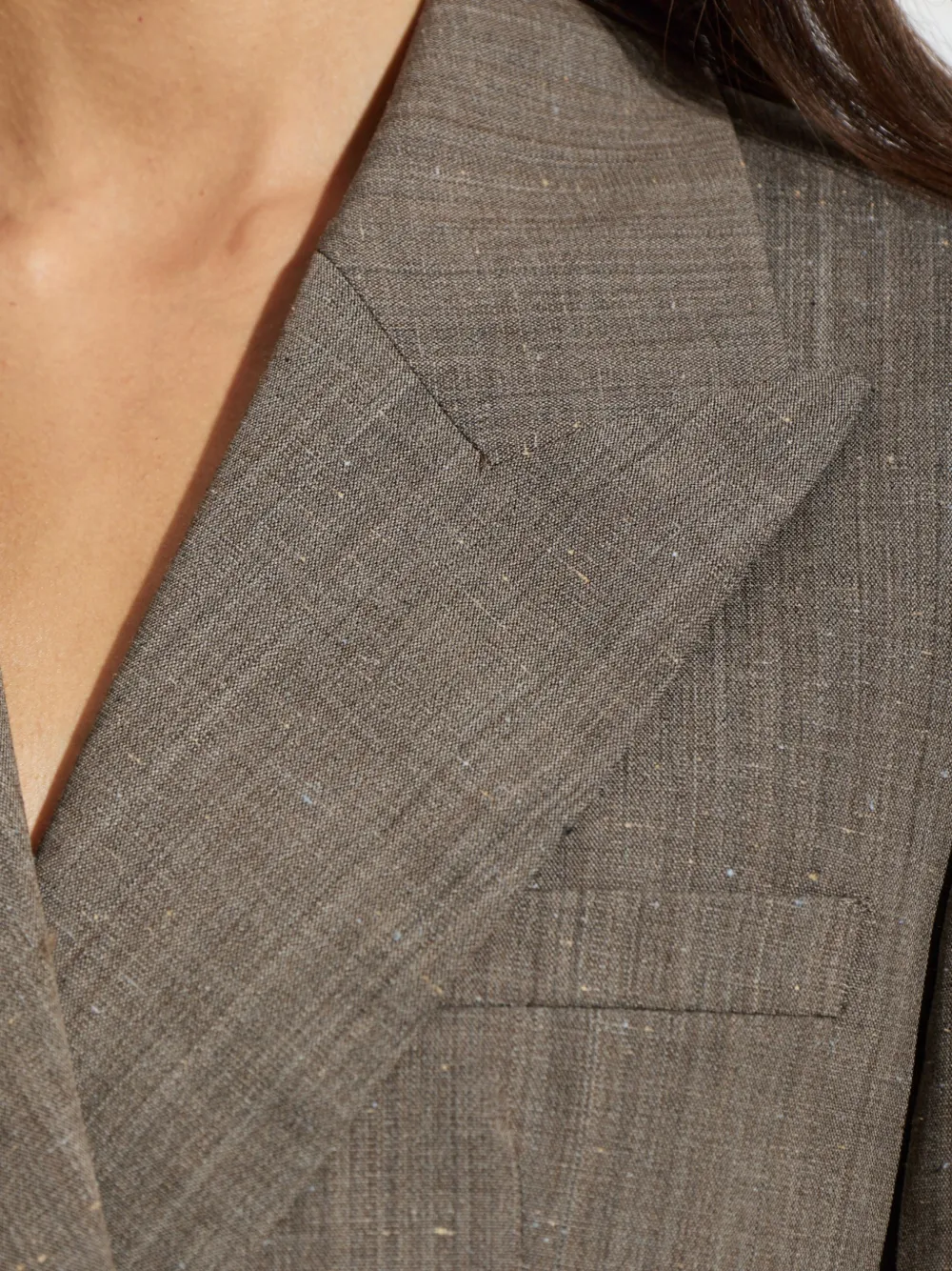 Róhe Double-breasted Slub-texture Blazer in Brown, view 5