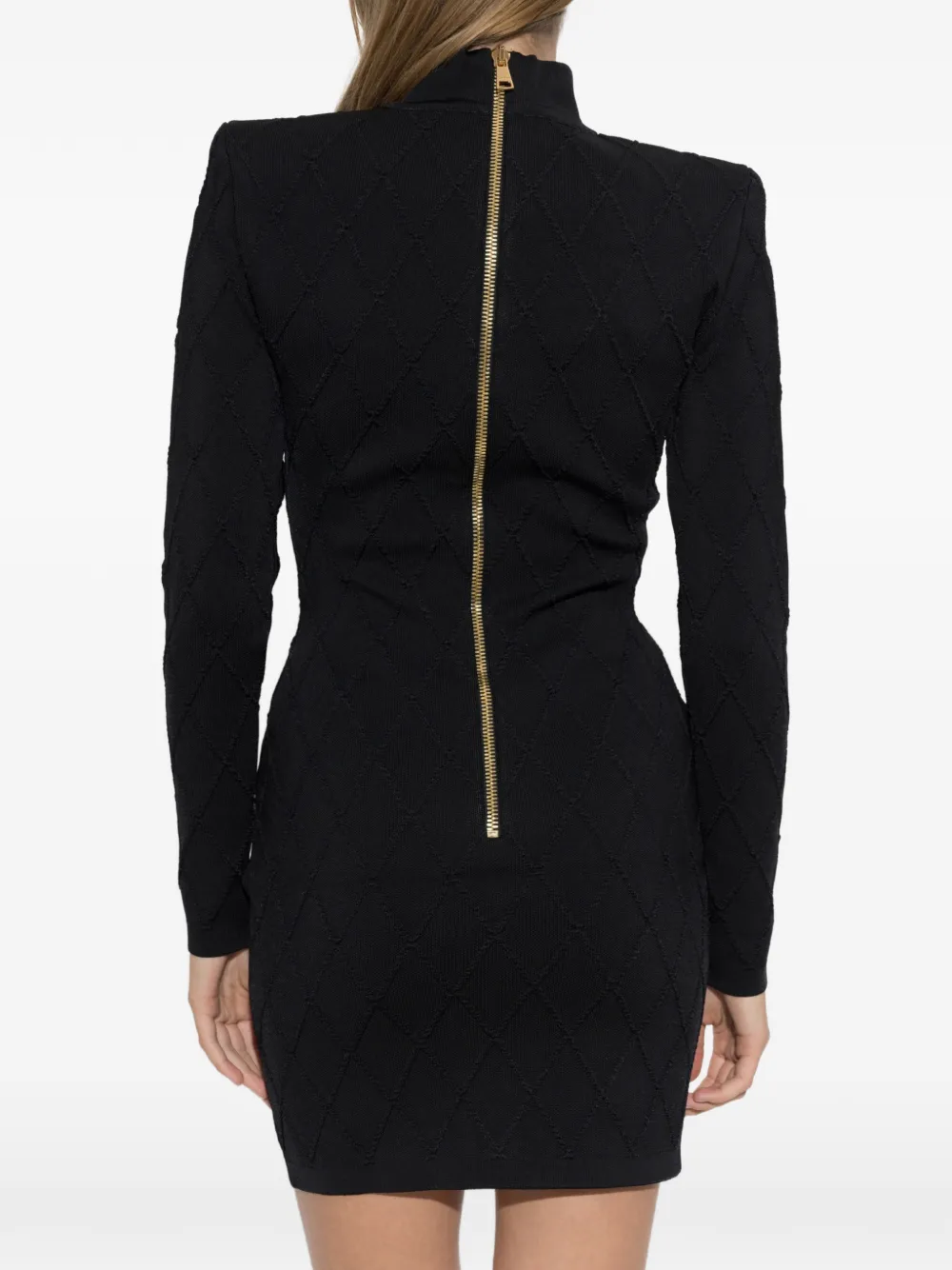 Balmain Gebreide mini-jurk verfraaid met knopen Zwart