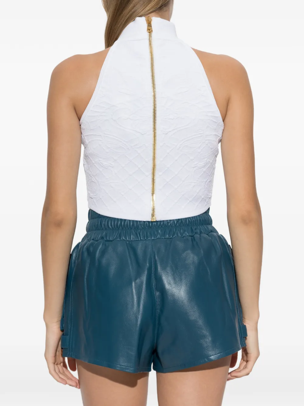 Balmain Gebreide top met col en jacquard Wit