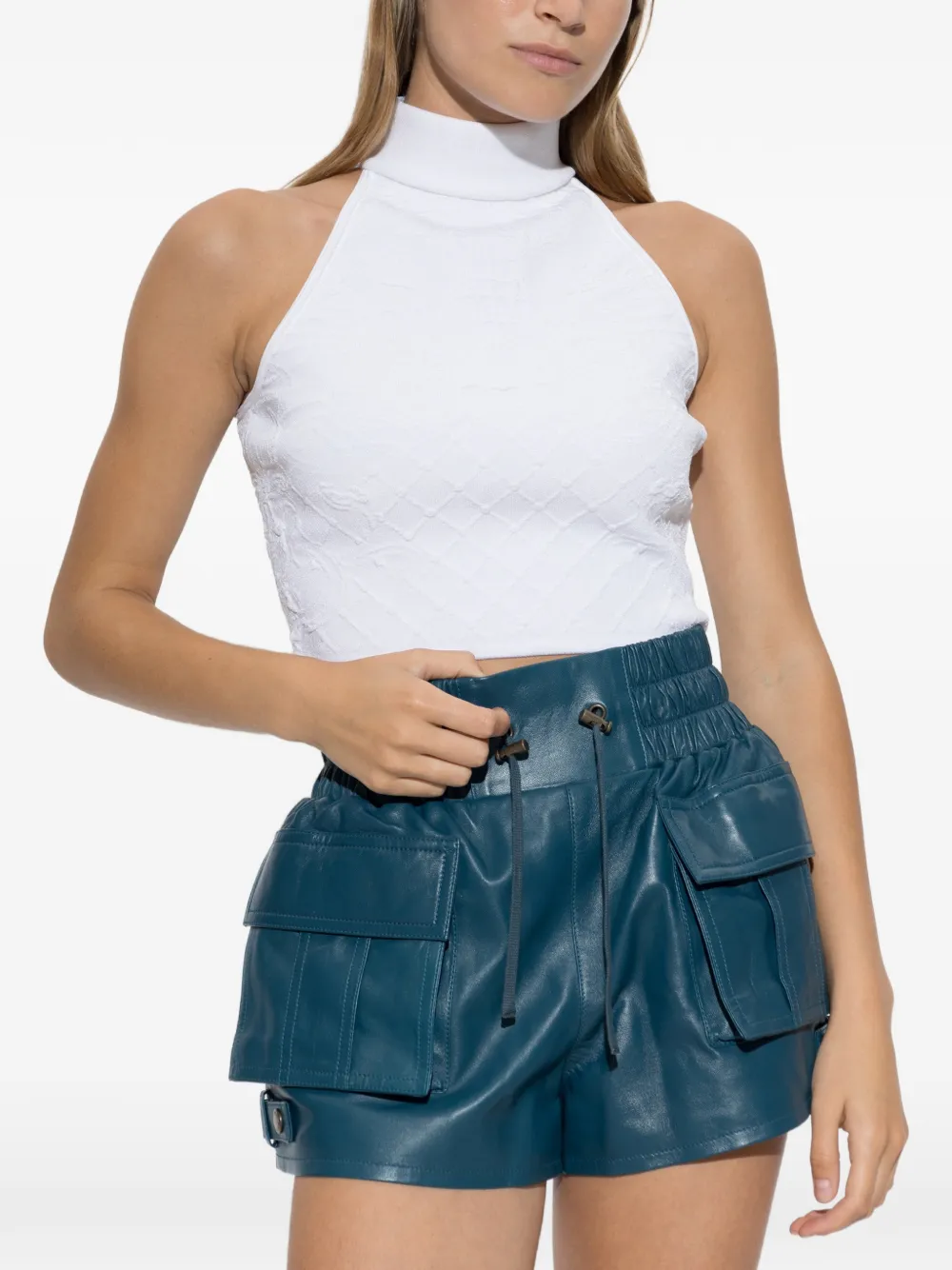 Balmain Gebreide top met col en jacquard Wit