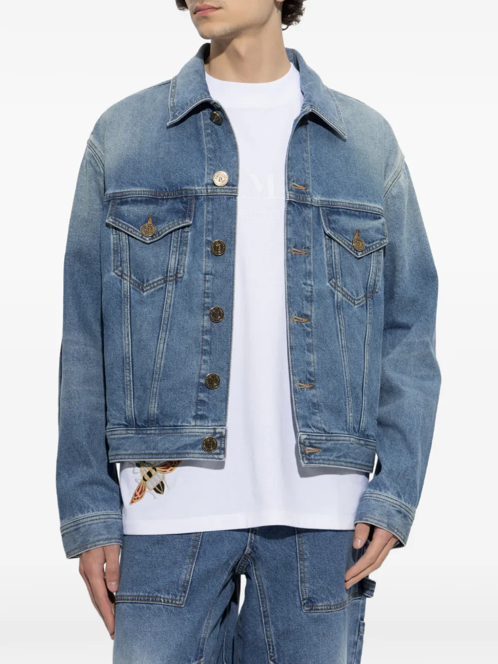 Balmain Denim jack Blauw