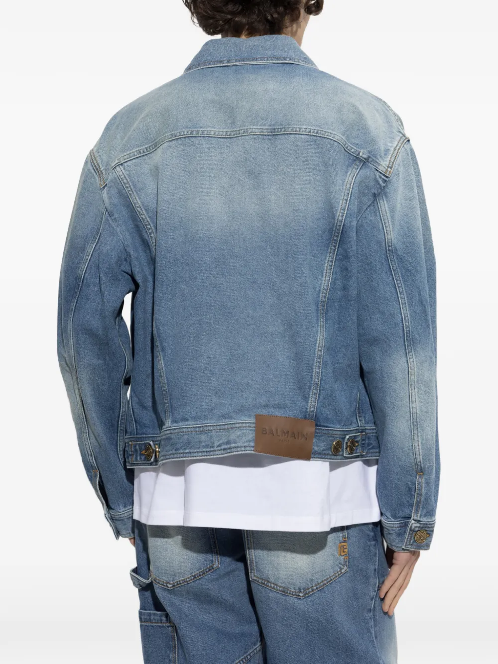Balmain Denim jack Blauw
