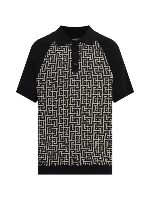 Balmain polo med raglanærmer og monogrammønster