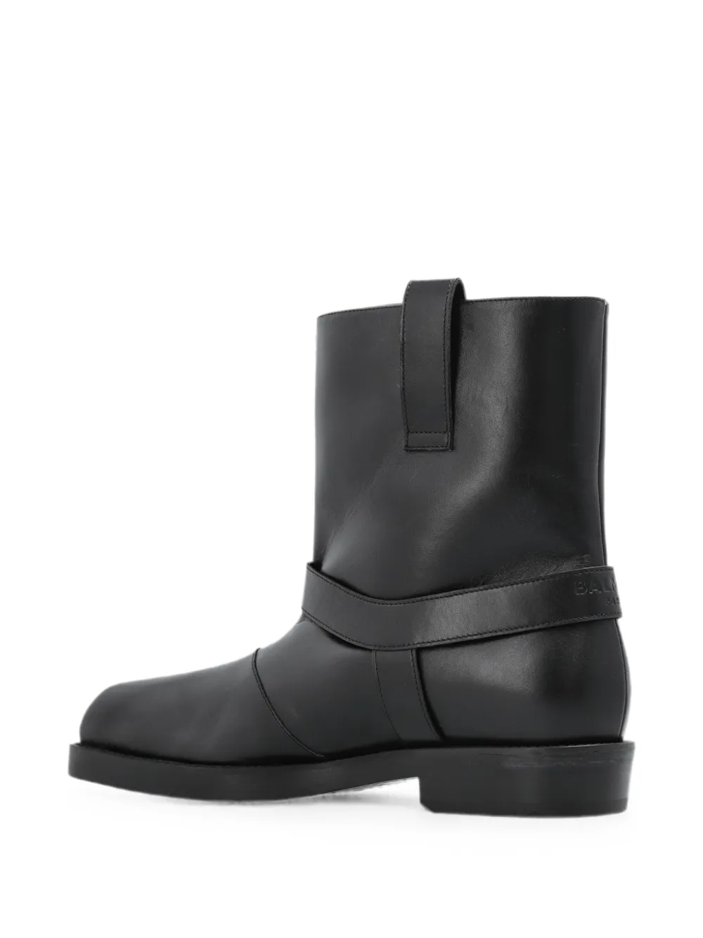 Balmain harness square-toe ankle boots Zwart