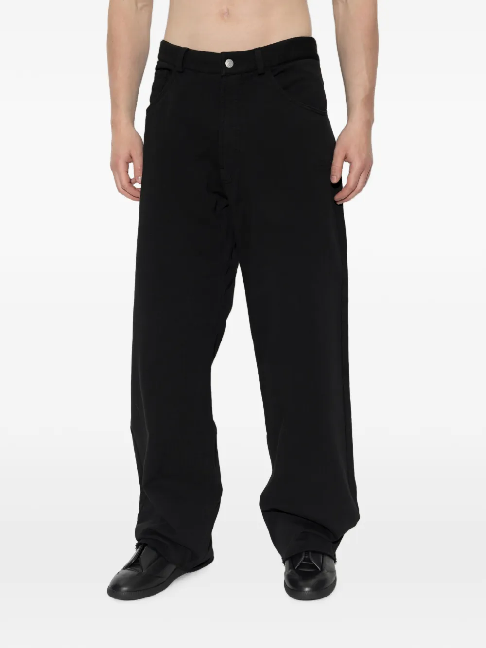 MM6 Maison Margiela Broek met wijde pijpen Zwart