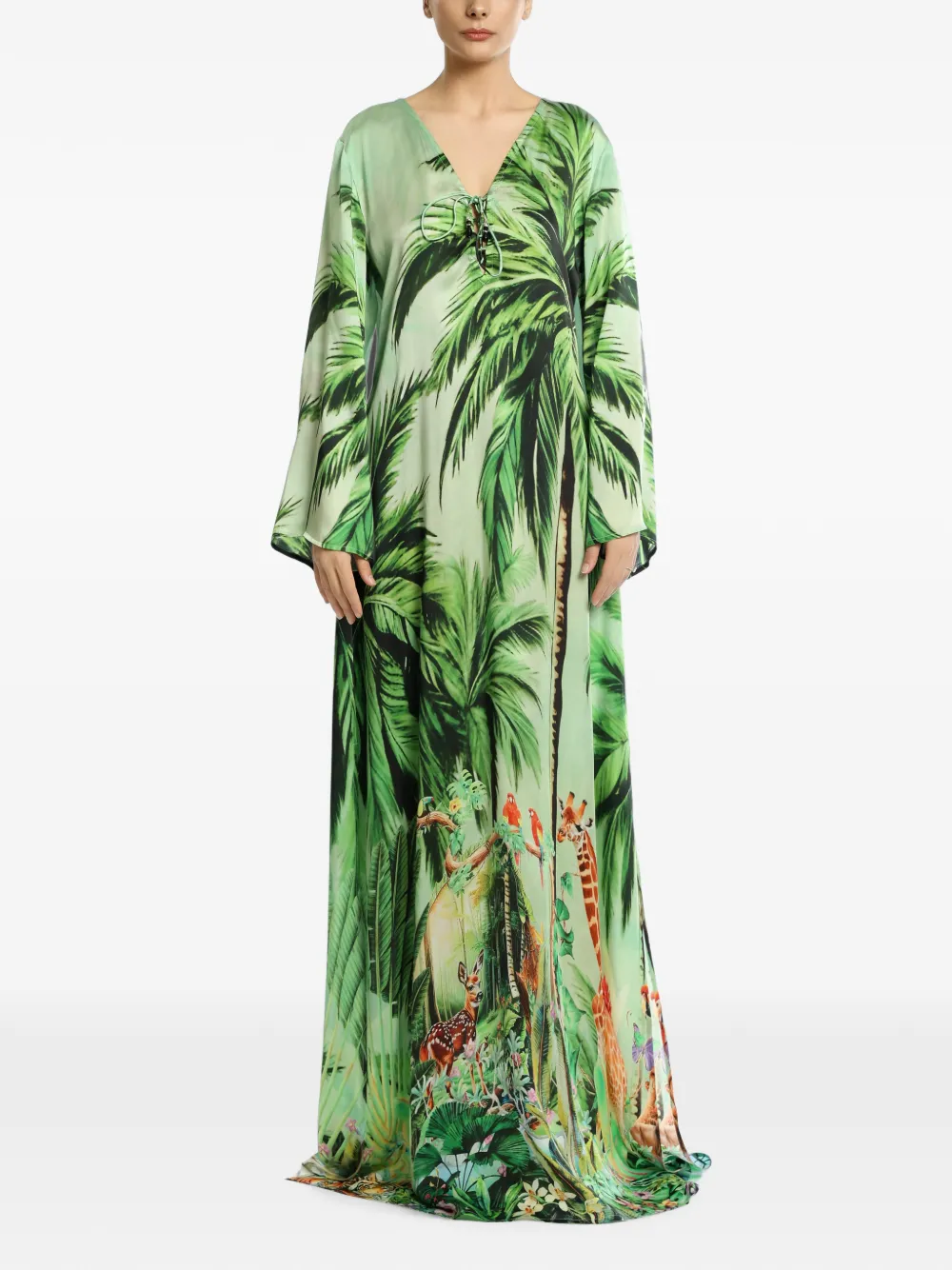 MIAU by Clara Rotescu palm-print maxi dress - Green