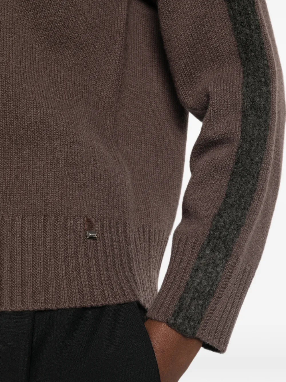 Herno Trui met contrasterende streep en geribbelde afwerking Bruin