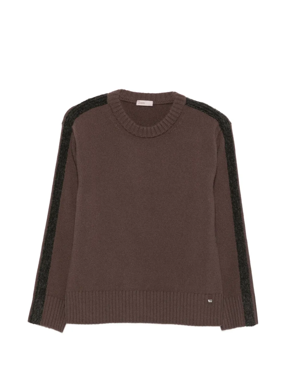 Herno Contrast-stripe Ribbed-trim Sweater In Brown