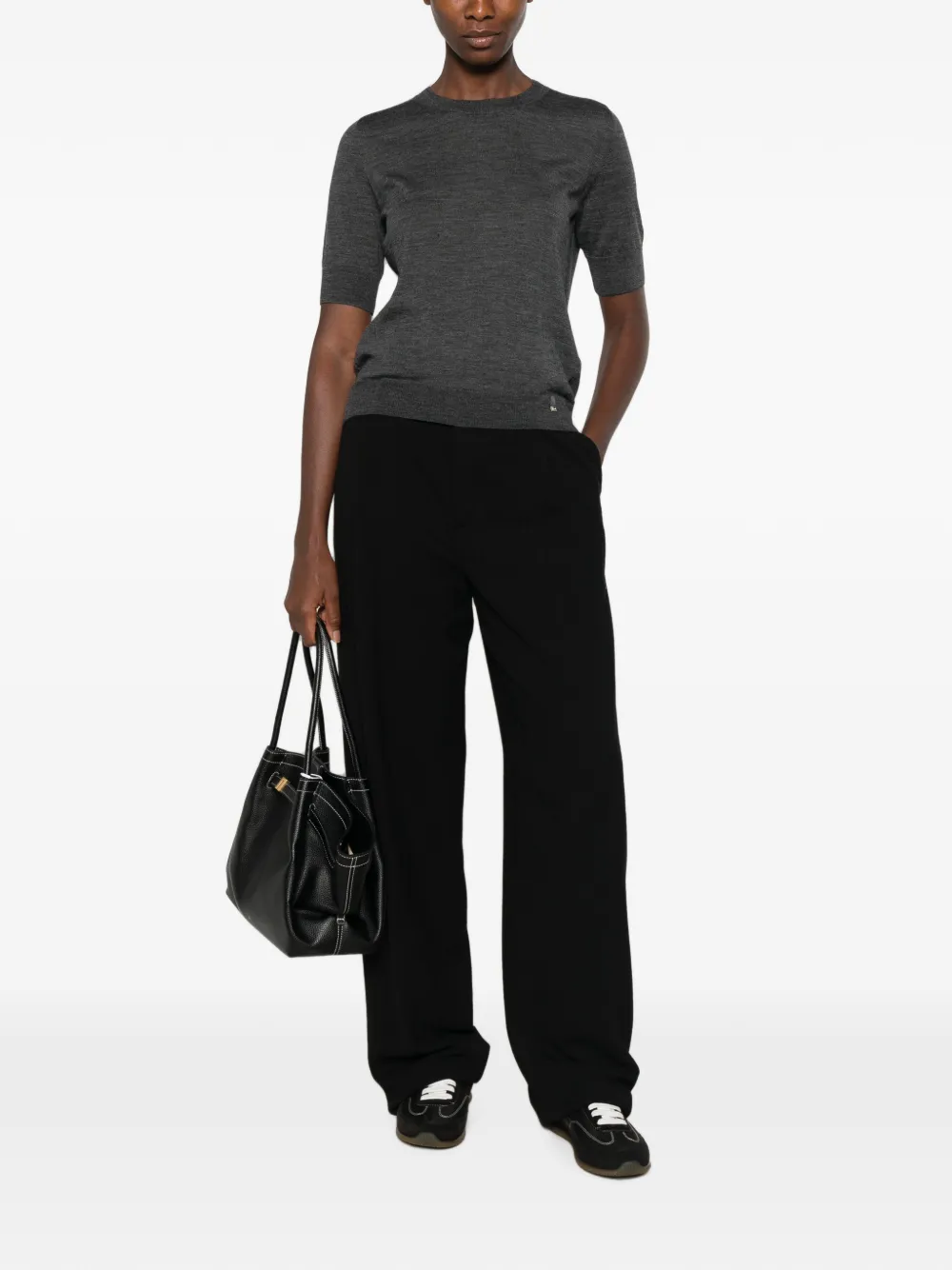 Herno Short-sleeve Crew-neck Sweater in Grey, view 2