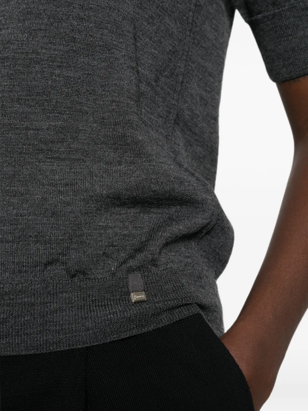 Herno Short-sleeve Crew-neck Sweater in Grey, view 5