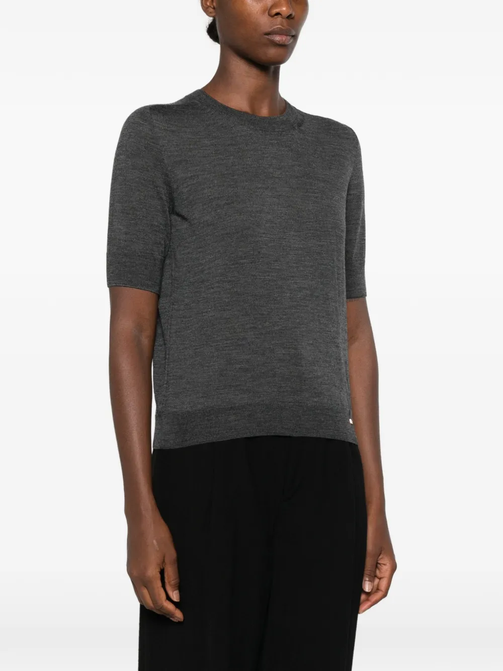 Herno Short-sleeve Crew-neck Sweater in Grey, view 3