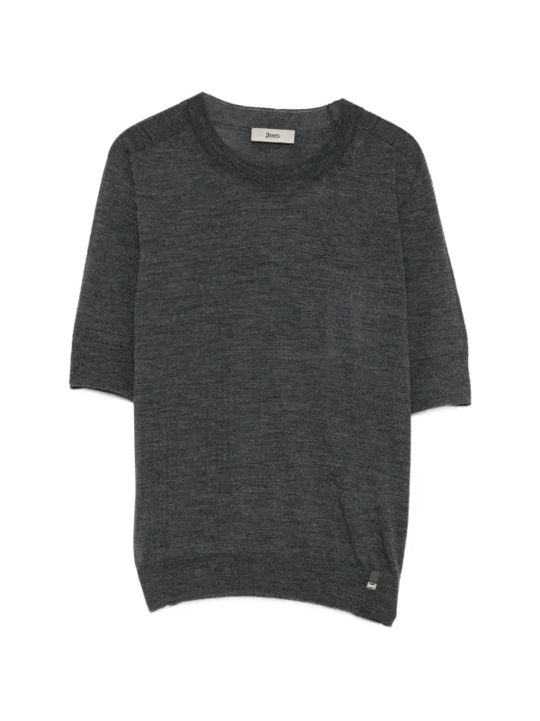 Herno Short-sleeve Crew-neck Sweater in Grey