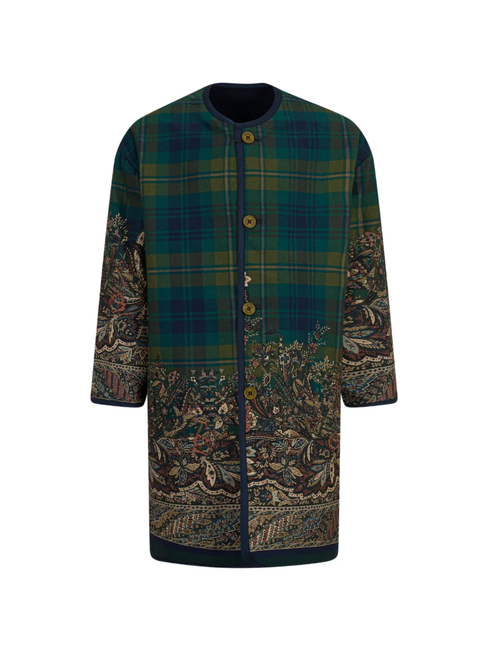ETRO KIDS Cappotto reversibile in tela e flanella - Verde