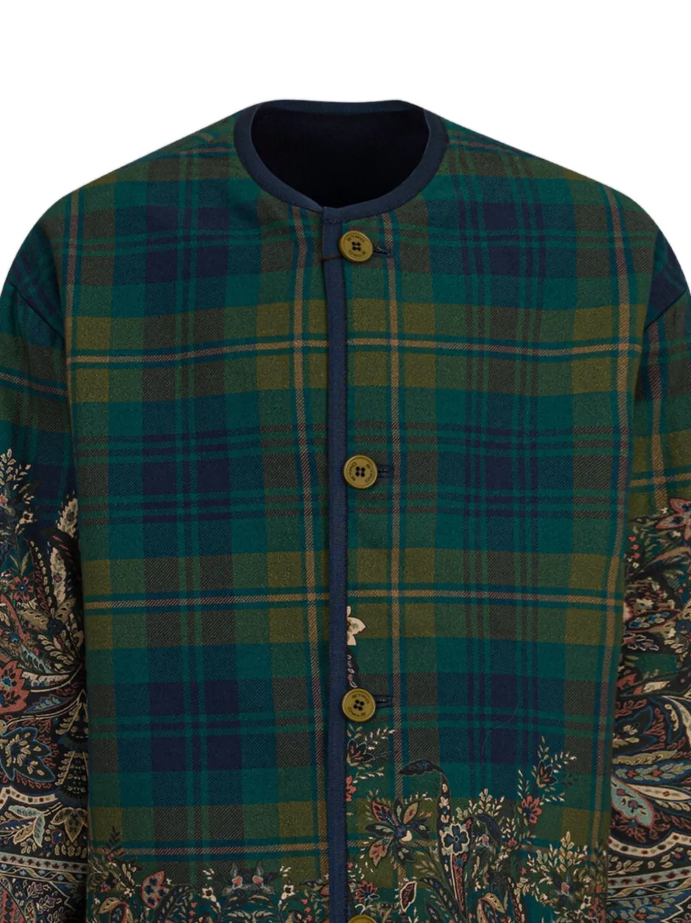 ETRO KIDS Omkeerbare flanellen en stoffen jas Groen