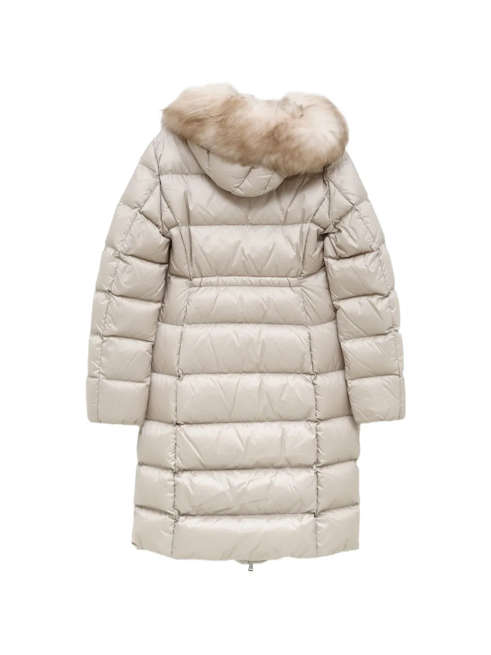 Moncler Gewatteerde jas met afwerking van bont Beige