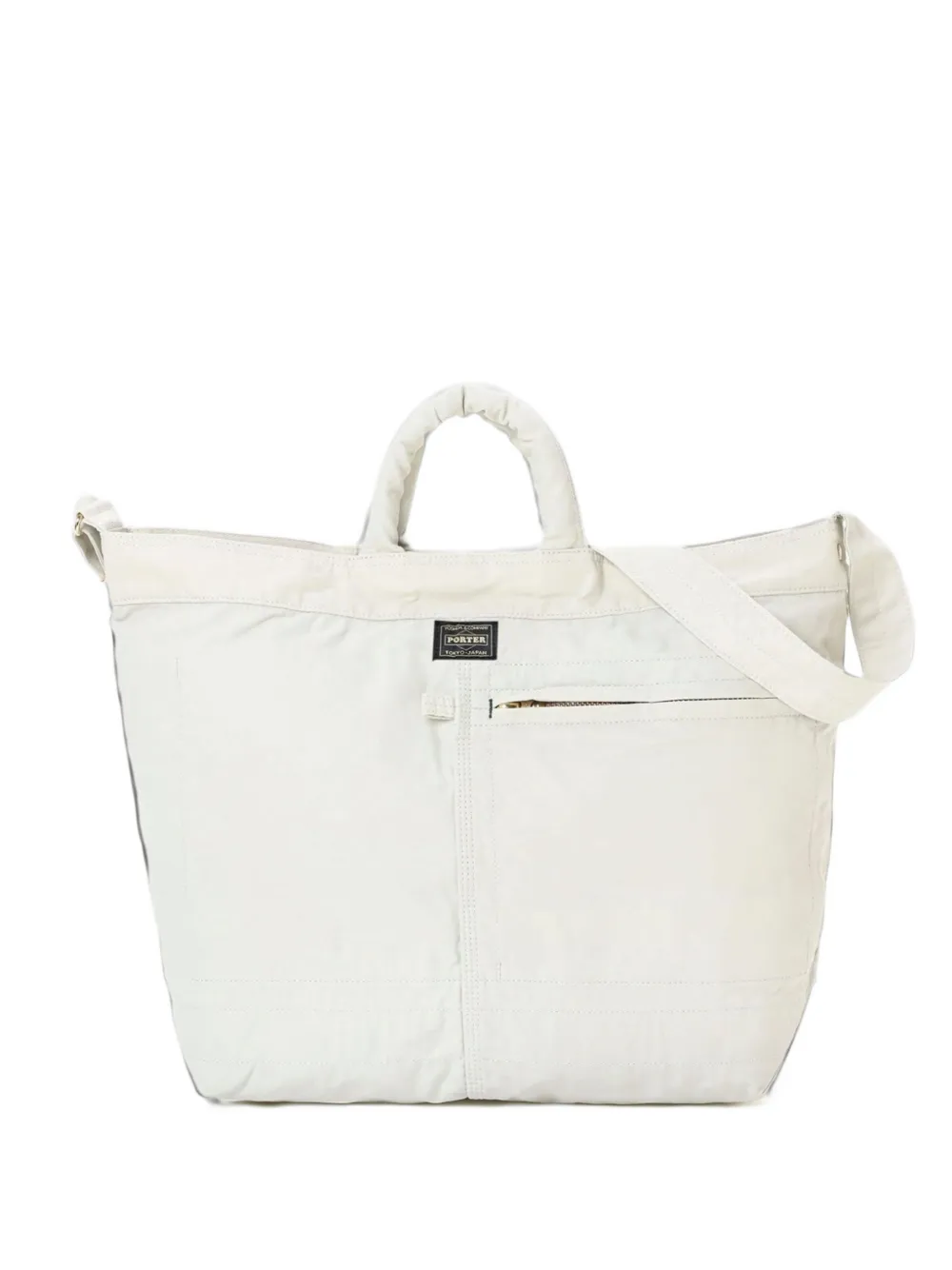 Porter-Yoshida & Co. 2way logo-patch tote bag Wit