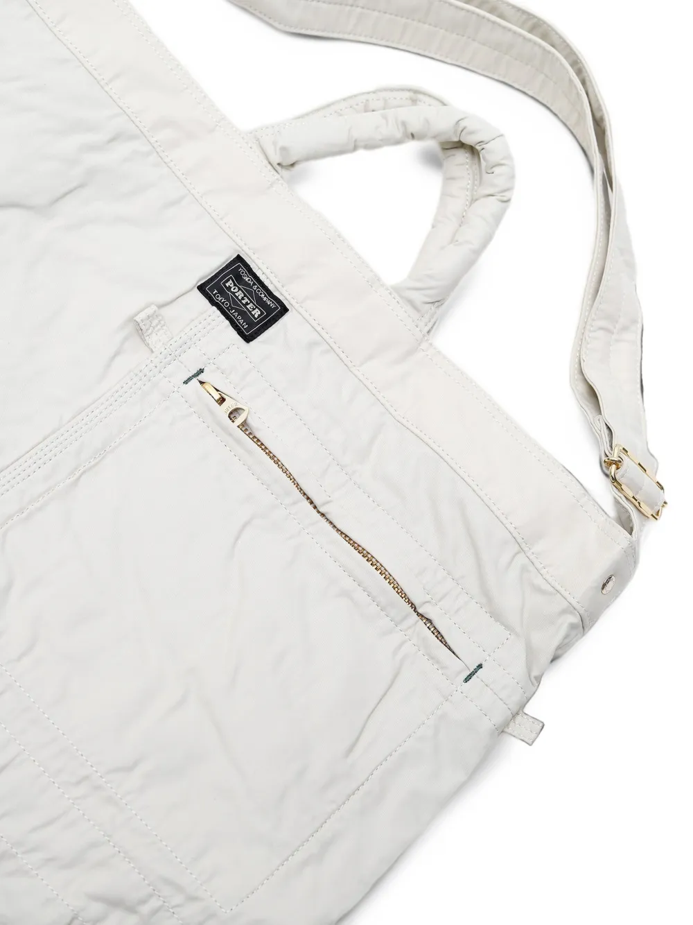 Porter-Yoshida & Co. 2way logo-patch tote bag Wit