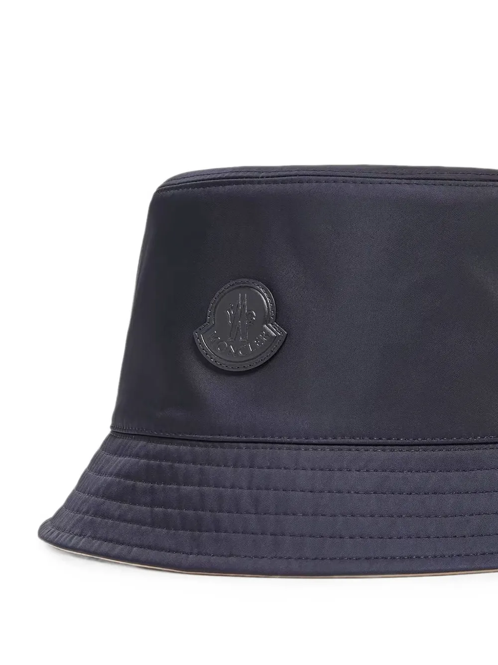 Moncler Gabardine leren vissershoed met logo Blauw