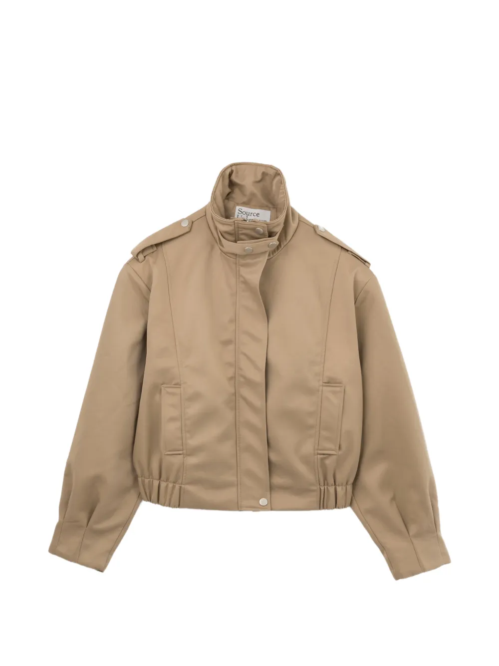 SOURCE UNKNOWN Stehkragen-Jacke mit Schulterklappen - Nude