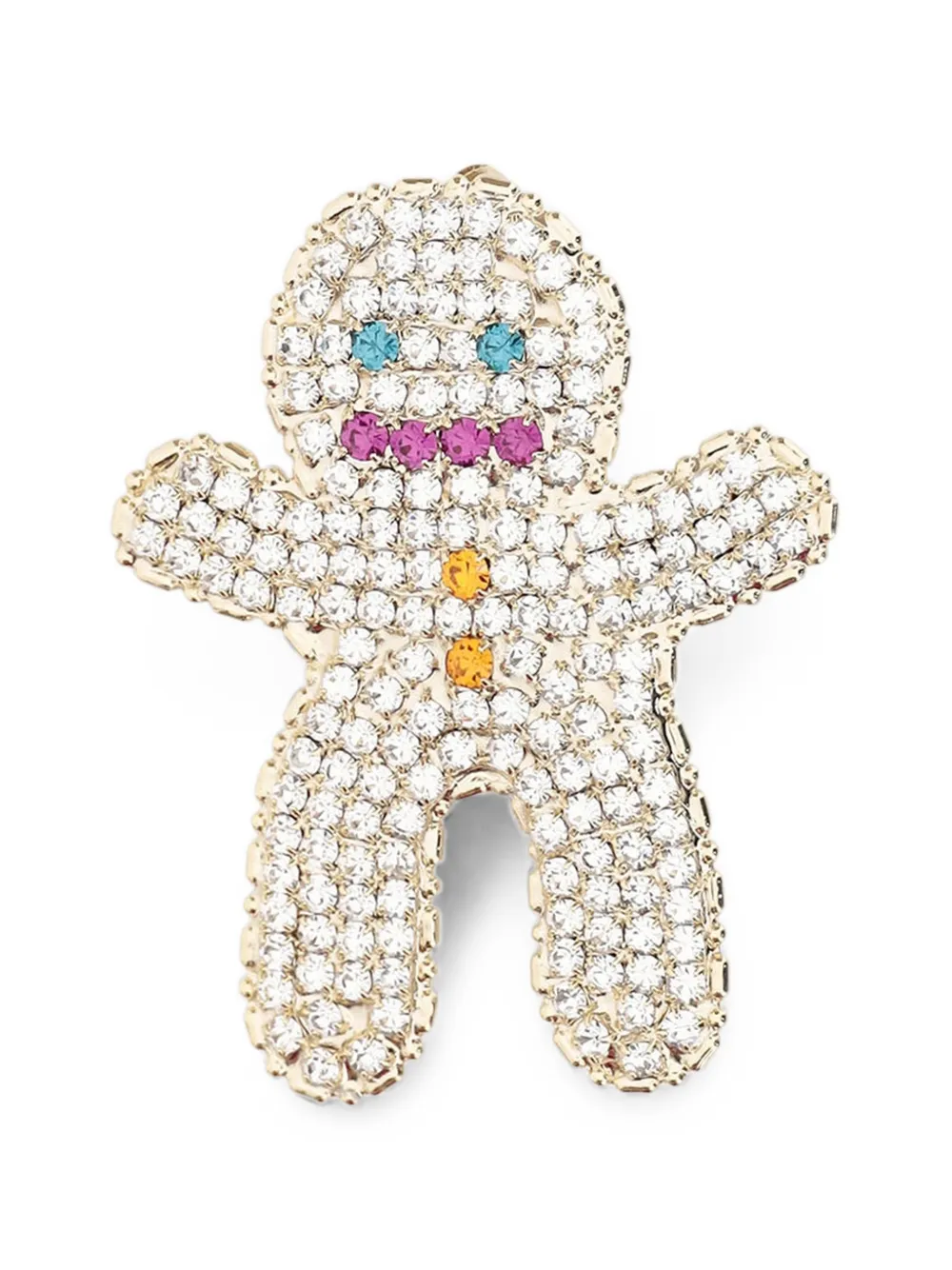 Lisa C crystal-embellished gingerbread man brooch
