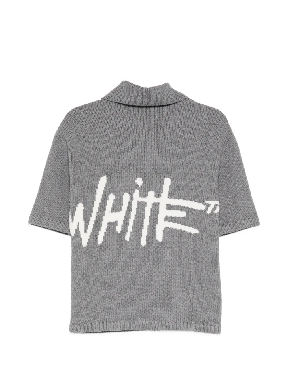 Off-White Poloshirt met logo-intarsia en korte mouwen Grijs