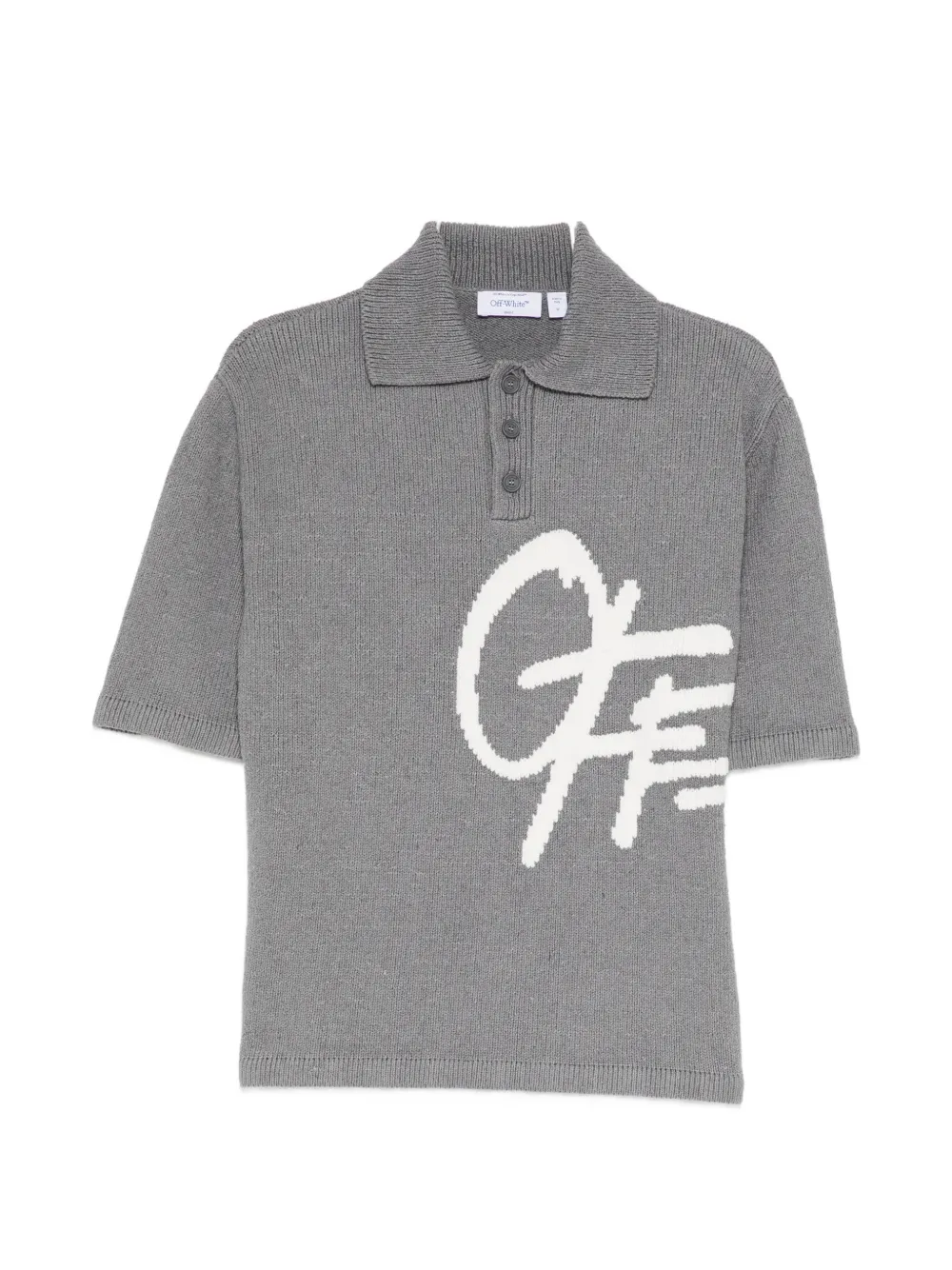 Off-White logo-intarsia short-sleeve polo - Grigio