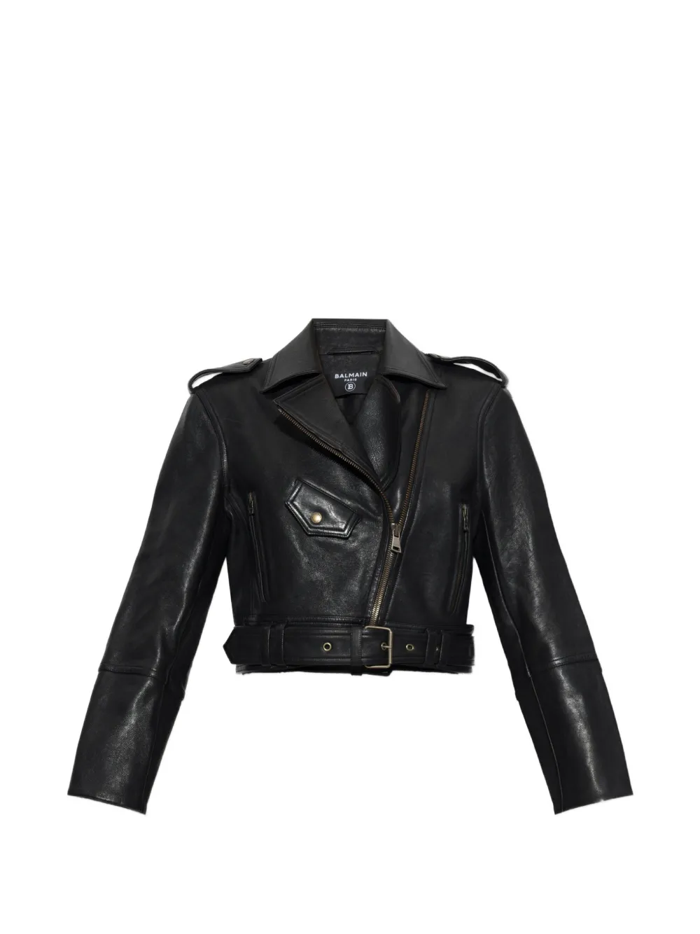 Balmain Giacca biker con cintura - Nero