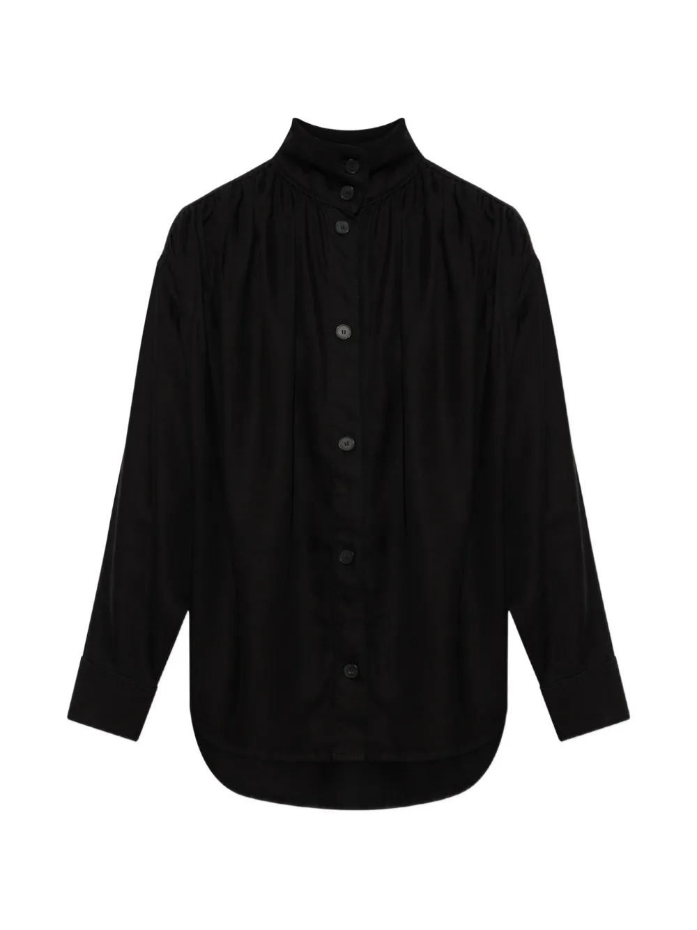 IRO Fenyra high-neck gathered denim shirt - Nero