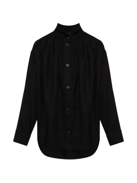 IRO Fenyra high-neck gathered denim shirt
