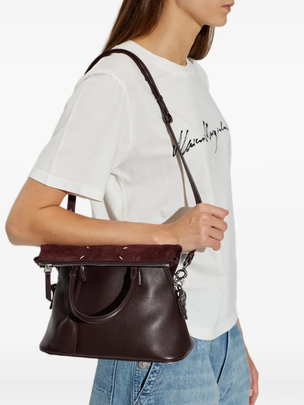 Maison Margiela 5AC mini-shopper met ritssluiting Bruin