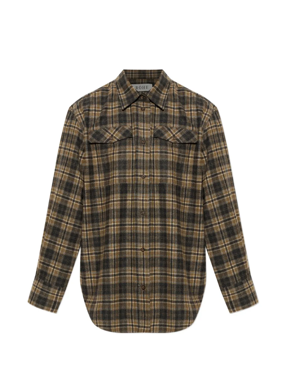 Róhe check-patterned pocket shirt - Marrone