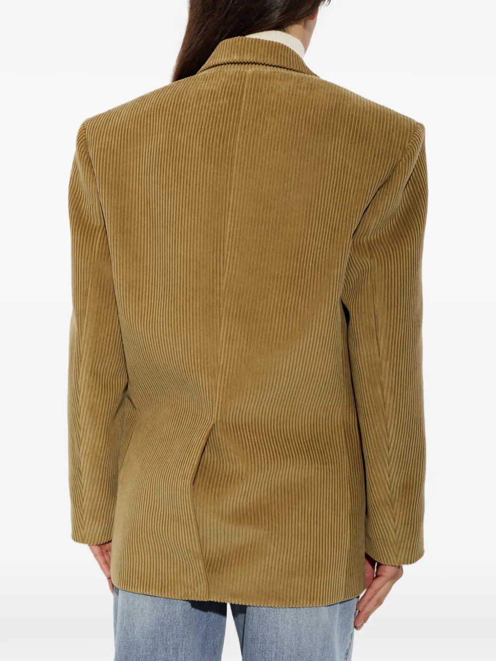 Róhe Ribfluwelen blazer met enkele opening Beige