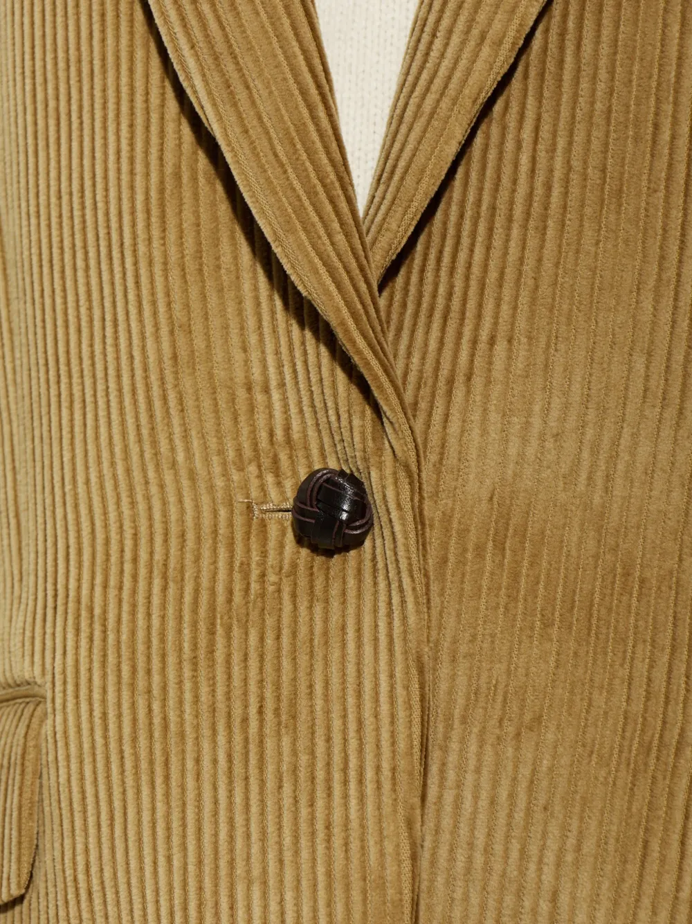 Róhe Ribfluwelen blazer met enkele opening Beige